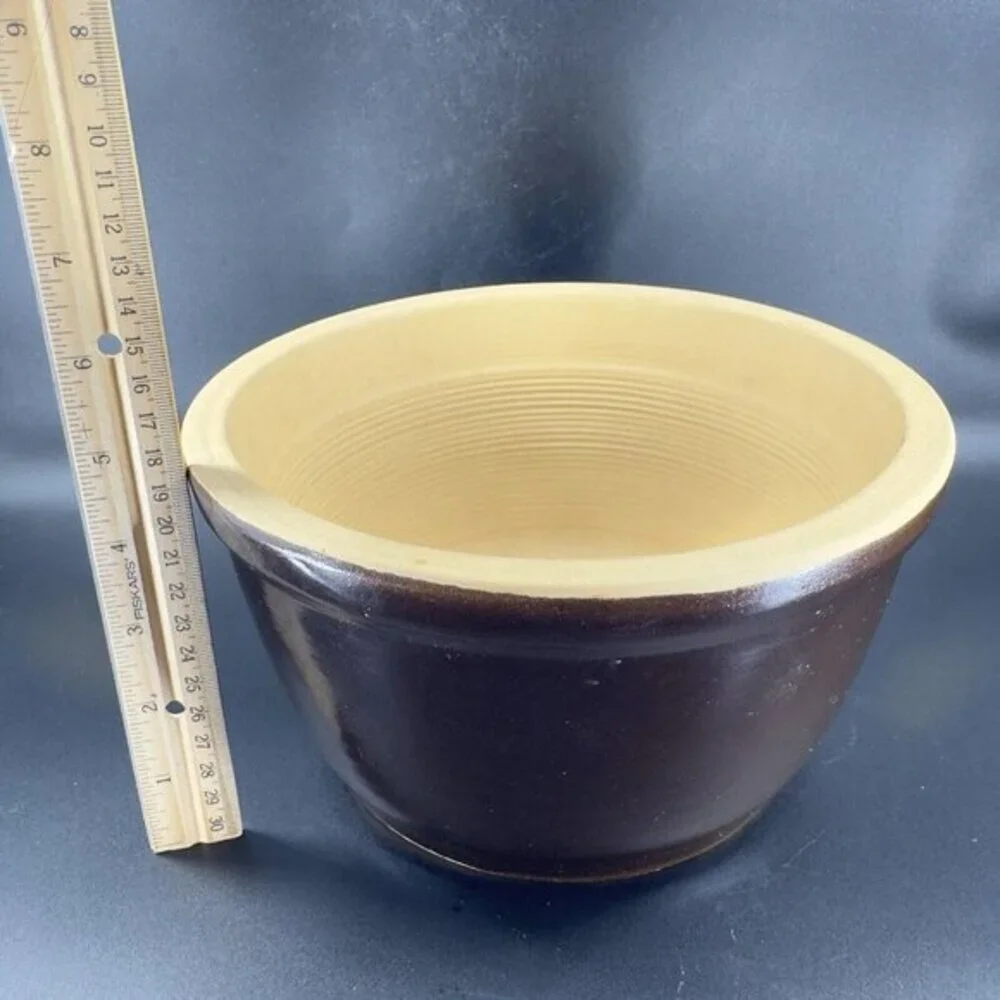 Antique USA Pottery Mixing Bowl Dish Flower Pot Planter Hand Made Stoneware‎ VTG